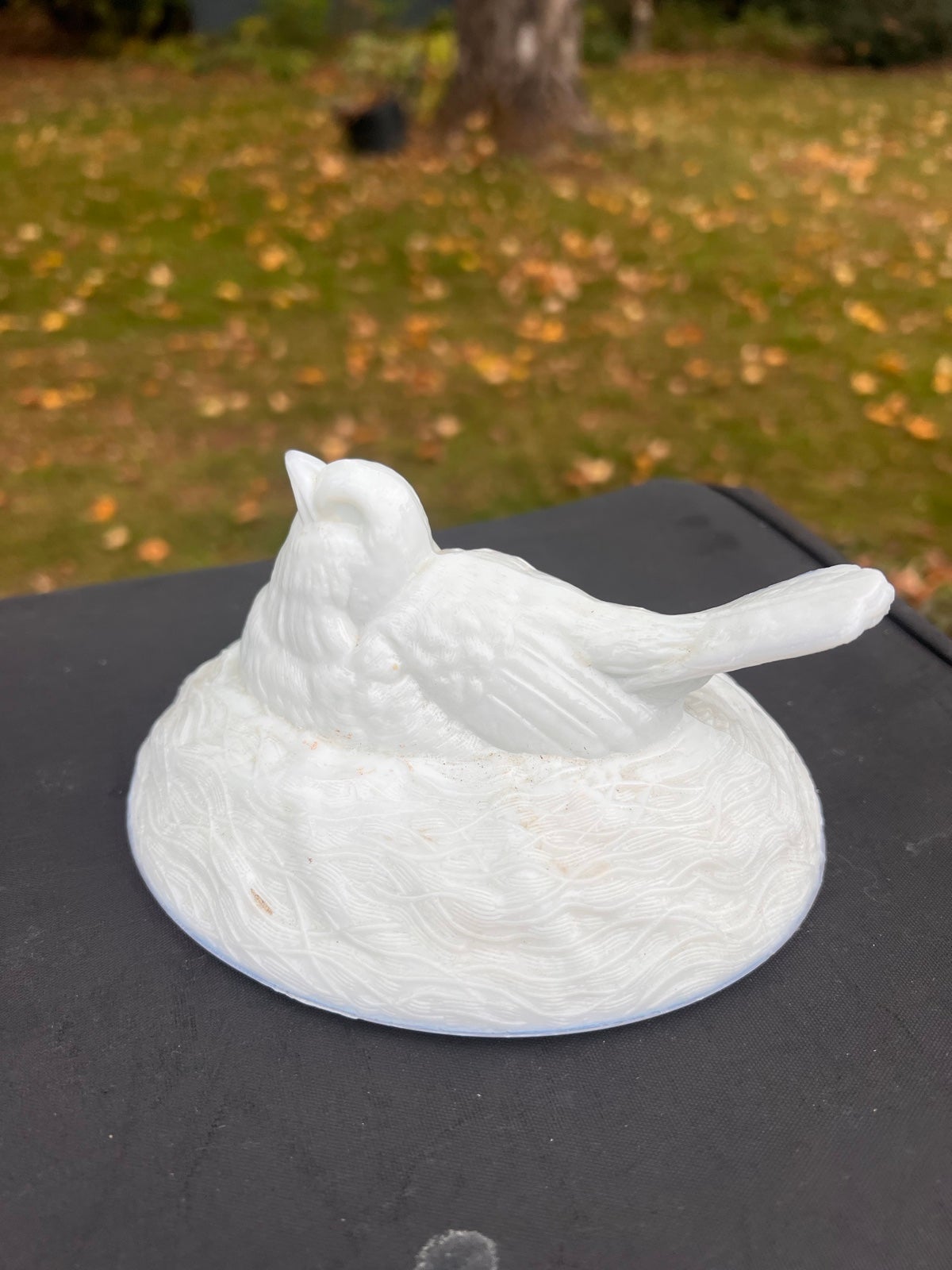 Vintage Bird on Nest Milk Glass Candy Dish Lid