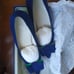 Stuart Weitzman Tux Bow Blue Pumps