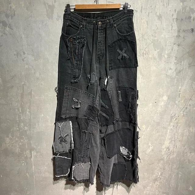 Remake Original Reconstruction Denim Baggy Pants Patchwork W30