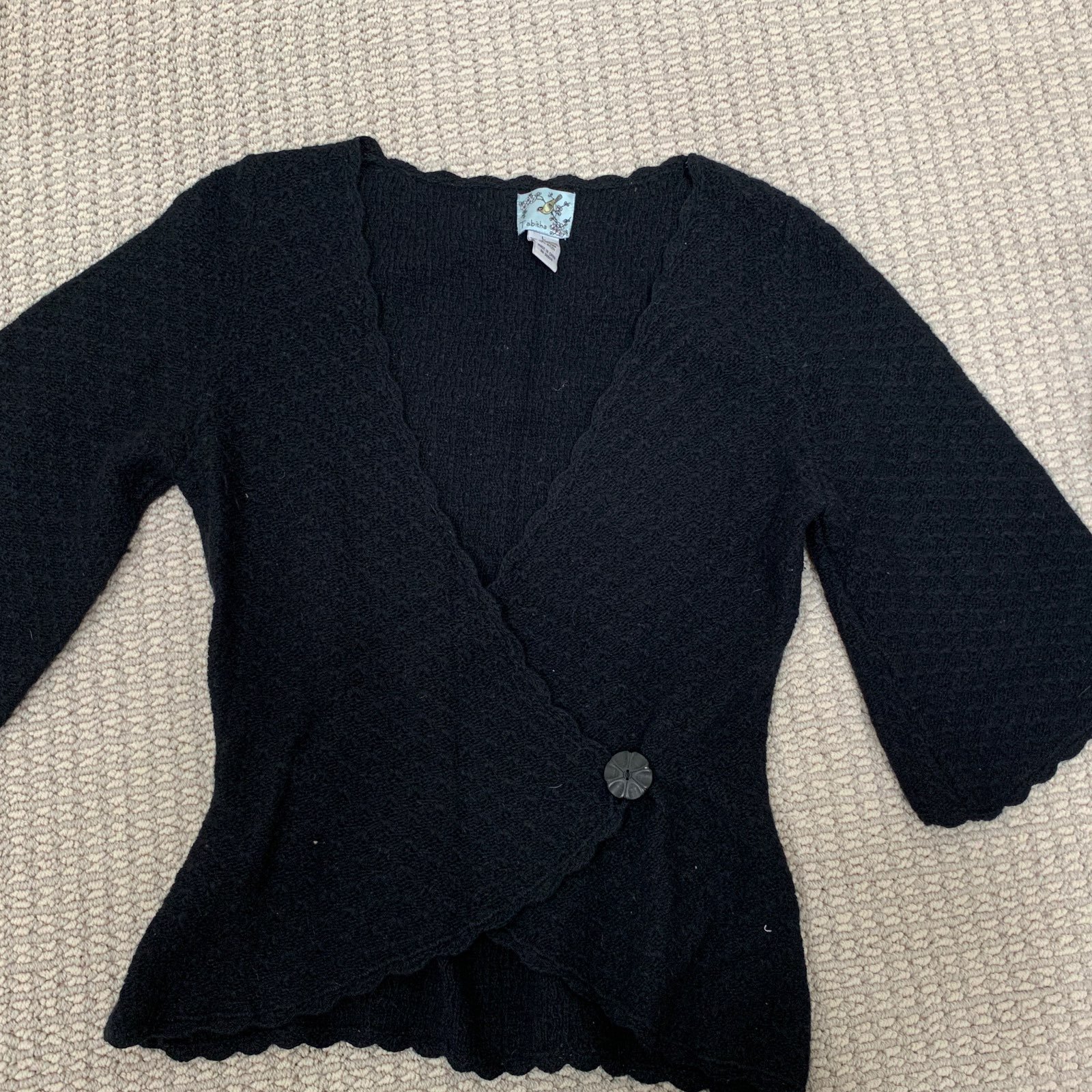 Tabitha Black Wrap sweater -Sz Large