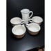 Pfaltzgraff - Heritage White - 1 Pitcher/ Tea Pot + Set of 4 Tea Cups ~ NO CHIPS