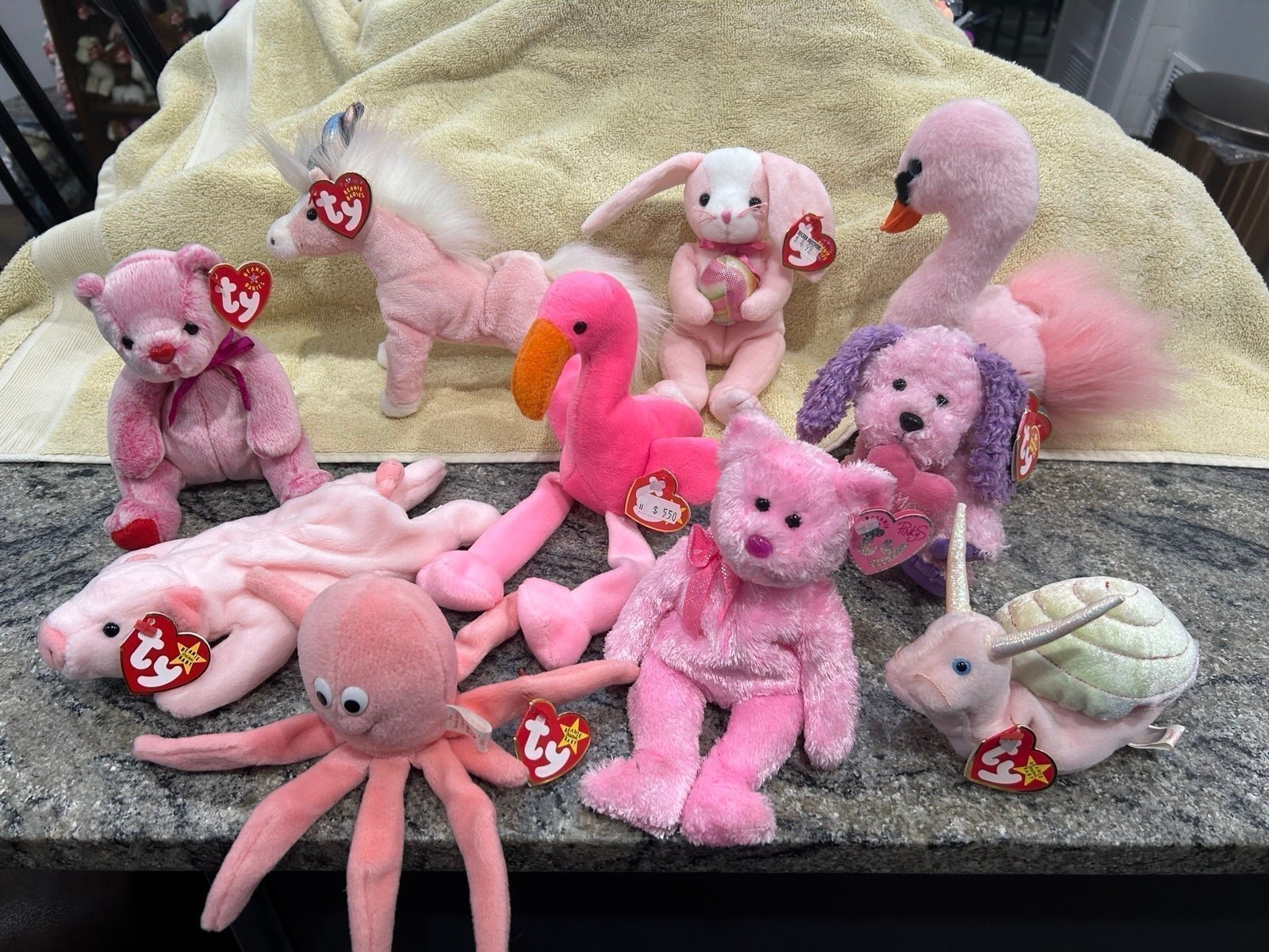 TY Beanie Baby Pinky’s Lot of 7 Pink Beanies with both tags! Some RARE ;)