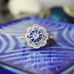 Exquisite silver hollow European flower cube zirconia ring size 9