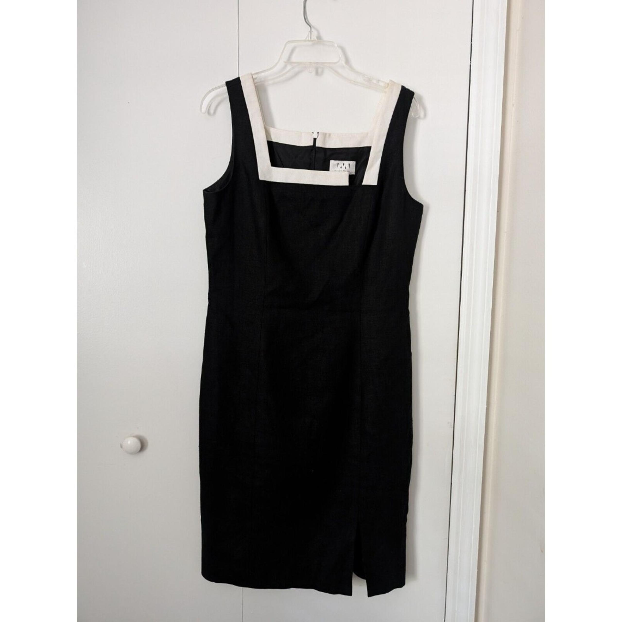 DAVID MEISTER Vintage Black & White Linen Shift Dress Size 10