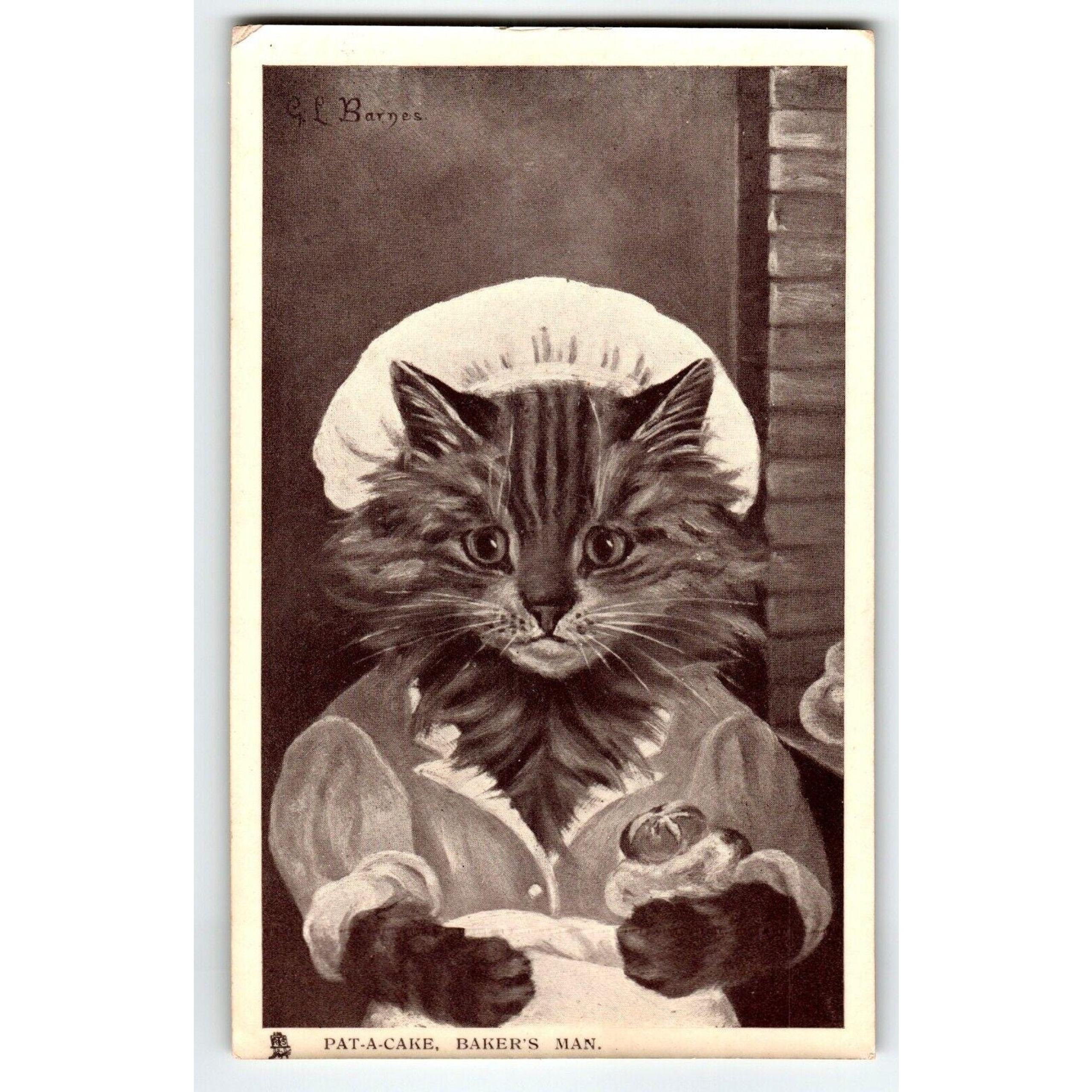 Dressed Cat Pat-A-Cake Bakers Man Tuck Series 5629 G.L. Barnes Kitten Fantasy