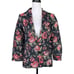 Sugar + Lips S/M Red Pink Metallic Floral Print Matching Blazer Ankle Pant Suit