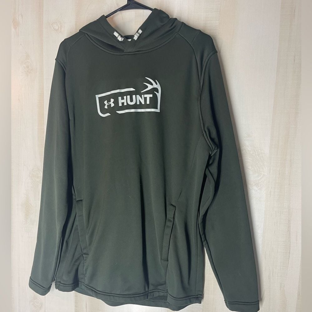 Under Armour green Hunt hoodie sweatshirt with pockets, size XL