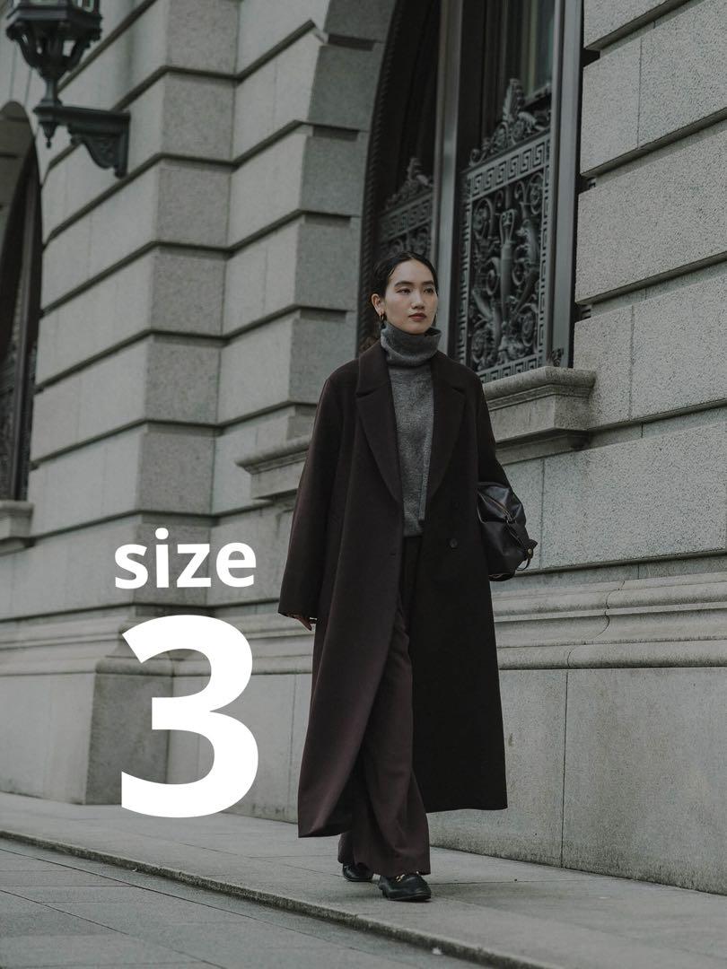 Crewre Adjustable Wool Long Coat, Dark Brown, Size 3