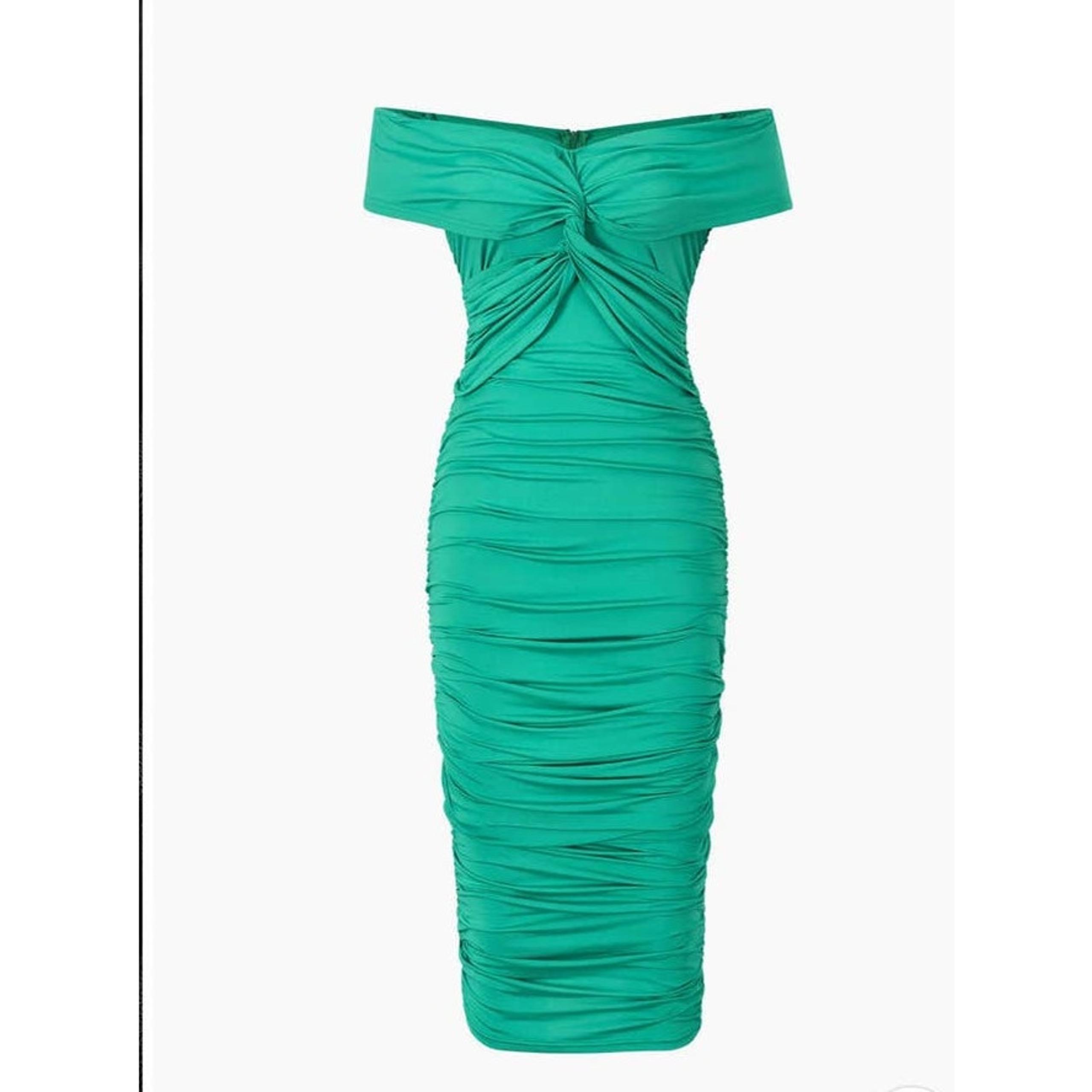 Micas Emerald Off the Shoulder Ruched Midi Dress - M