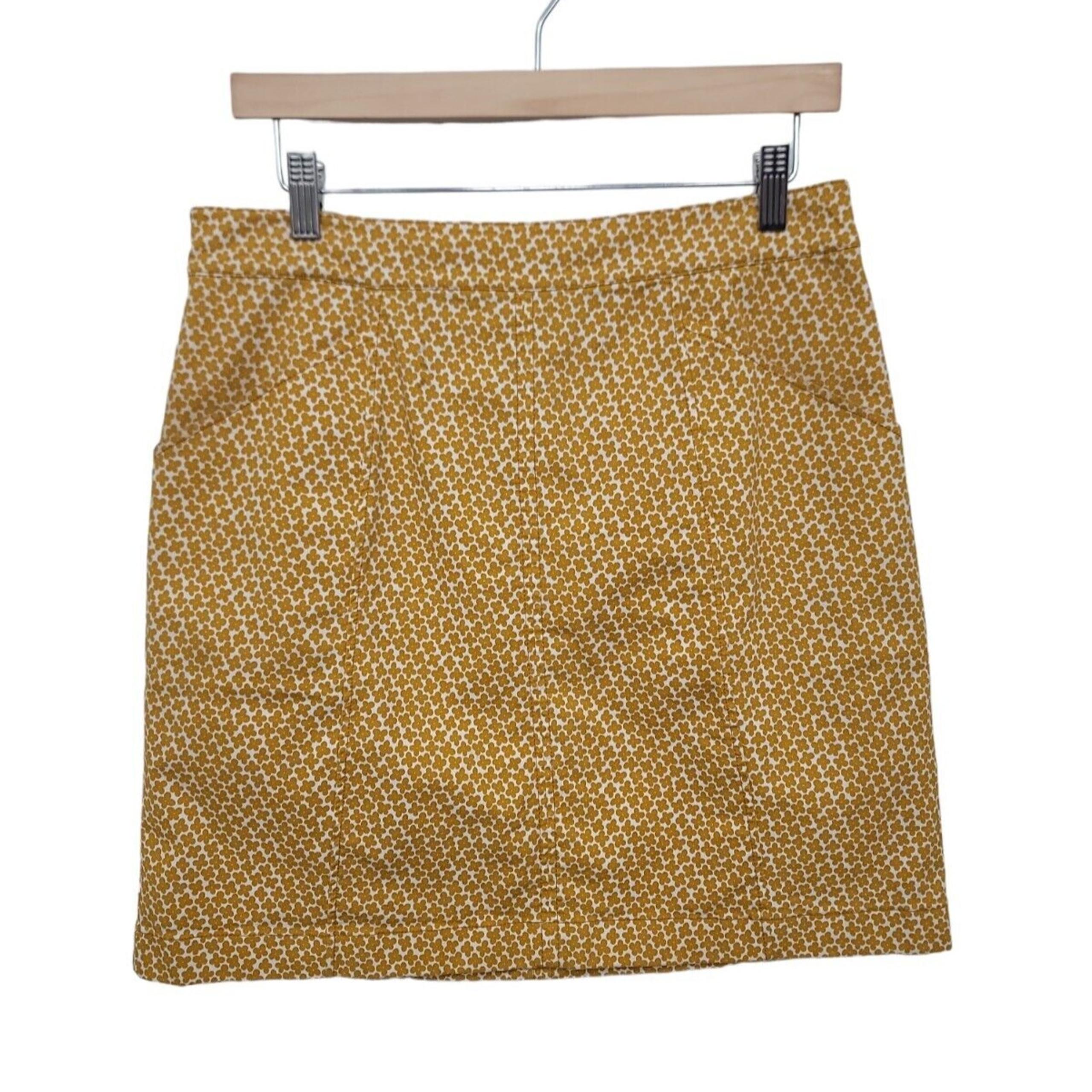 Boden Yellow Mustard Floral Daisy Skirt Womens Size 8 Regular