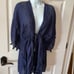Vince Camuto navy blue cardigan swimsuit coverup large with fringe