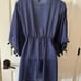 Vince Camuto navy blue cardigan swimsuit coverup large with fringe