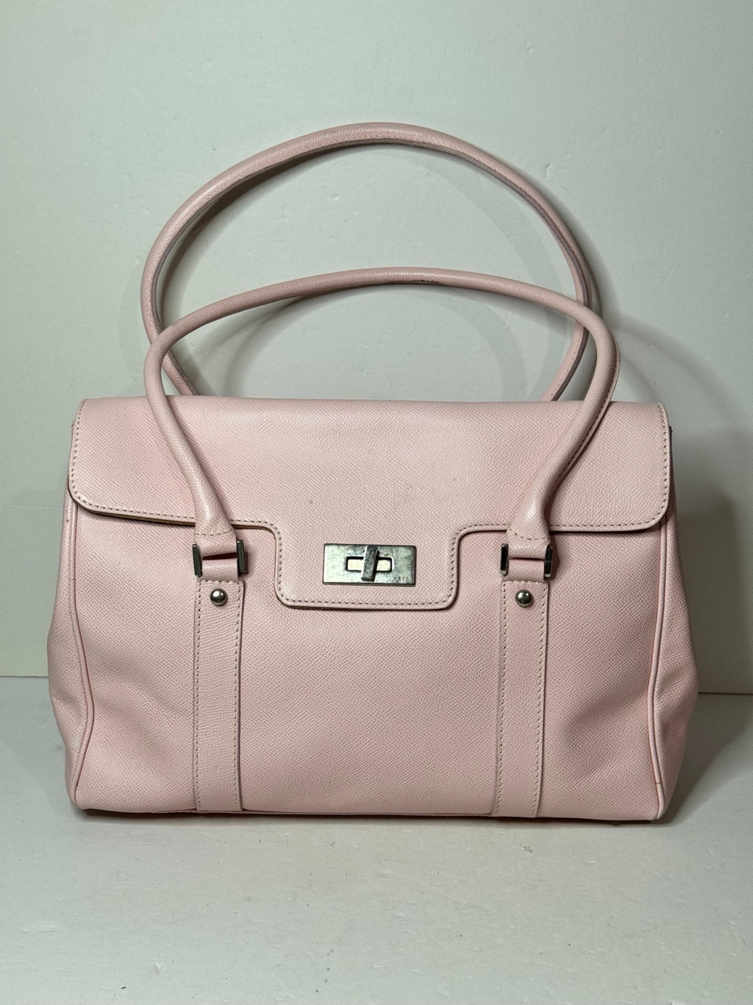 RAFE Baby Pink Saffiano Leather Satchel Bag