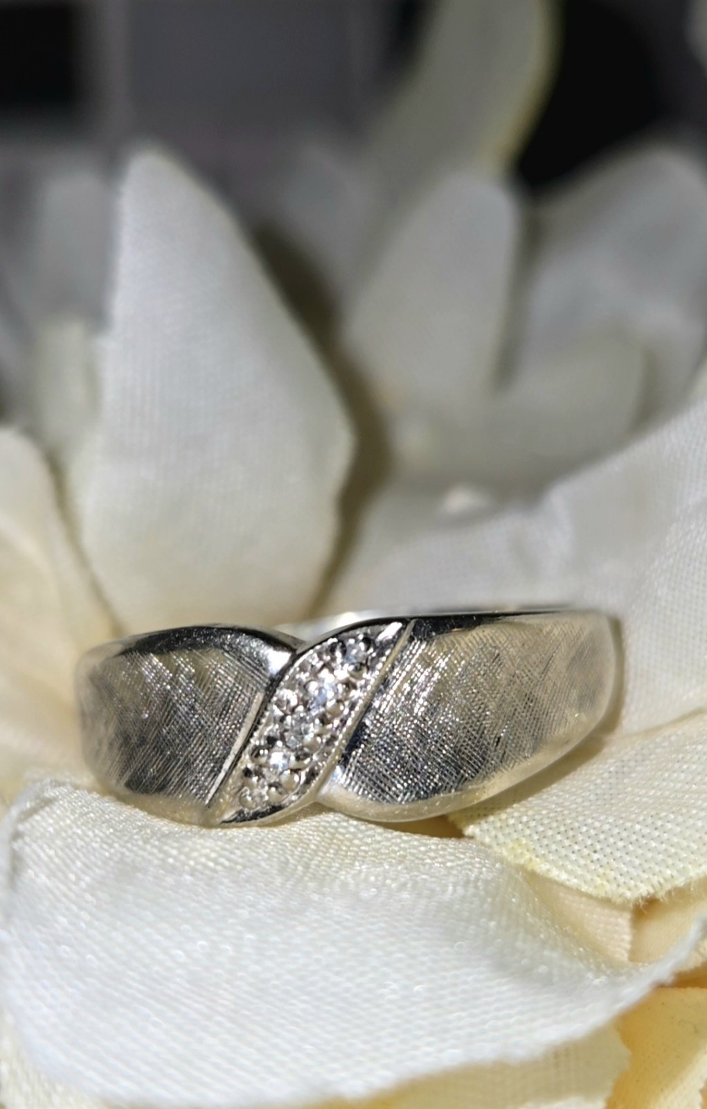 Men's vintage white gold 14kt 15ct anniversary ring sz 9