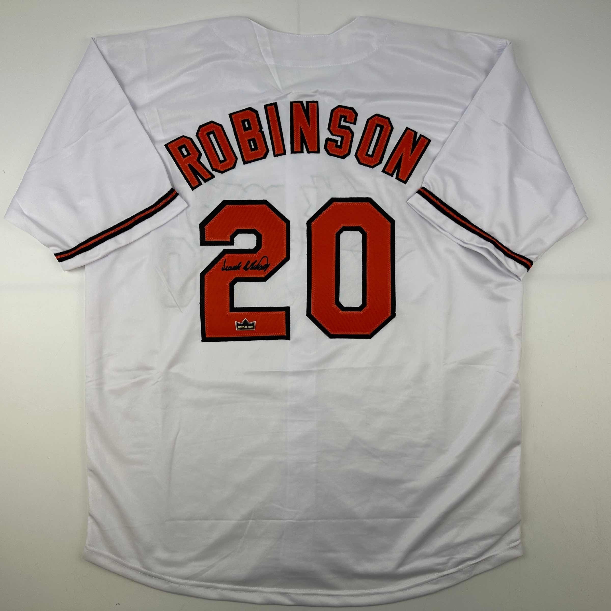 Facsimile Autographed Frank Robinson Baltimore White Auto Jersey Size Men's XL