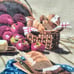 Rare Vintage Framed Apple Bucket & Bread Harvest Crewel Embroidery Art