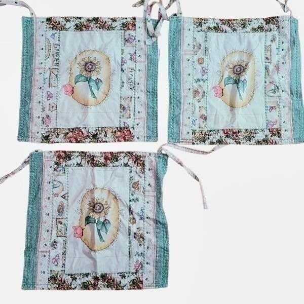 Handmade Seat Covers Floral Sunflower Hand Sewn Decor 3 Total Covers