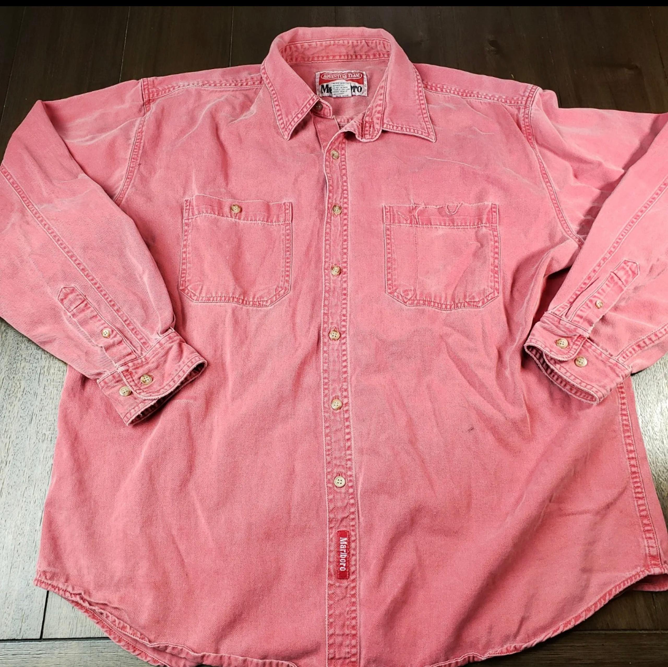 Men’s Vintage Faded red Marlboro button down Shirt sz  XL
