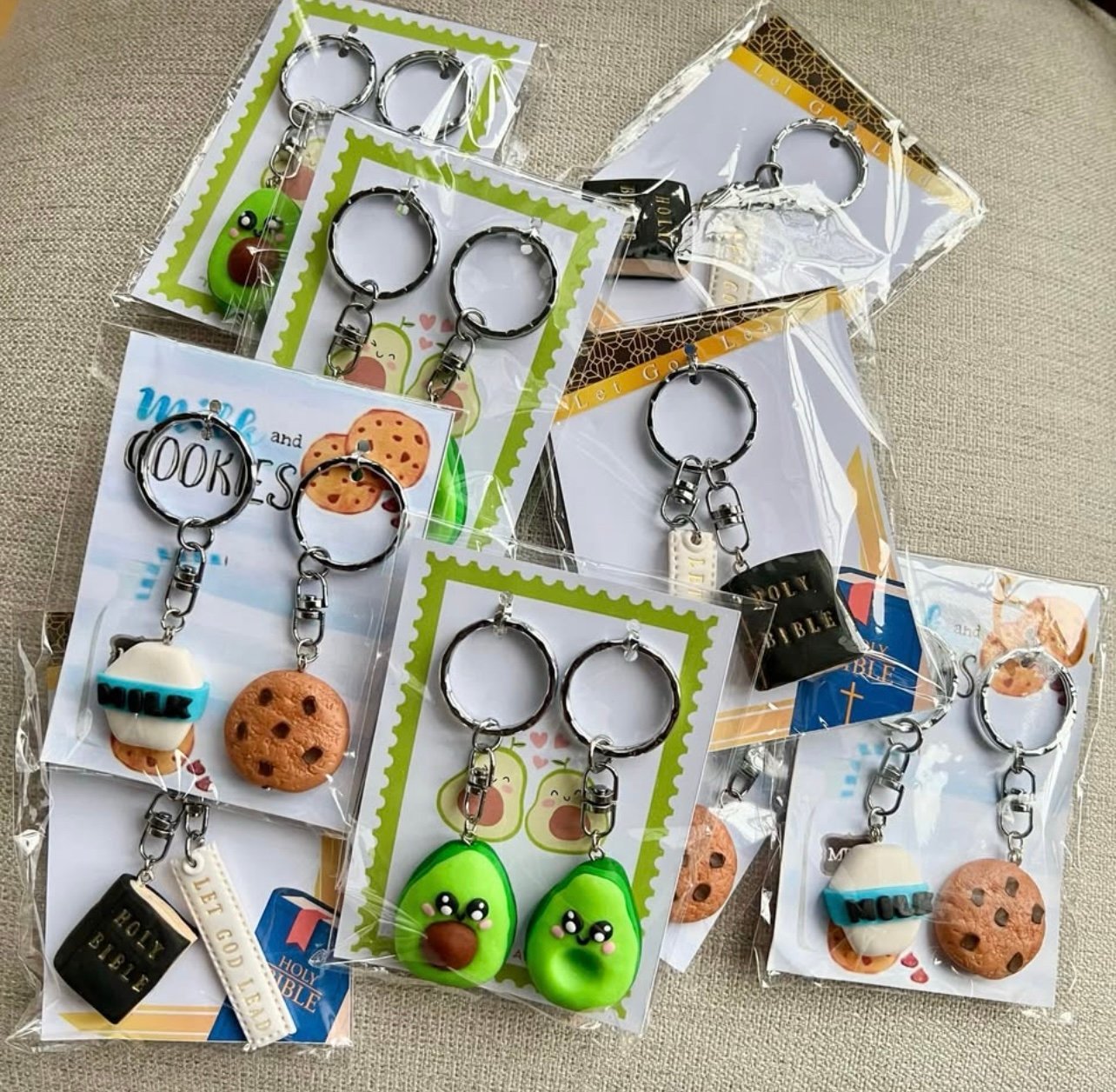 Set of 9 Cute Polymer Clay Keychains
