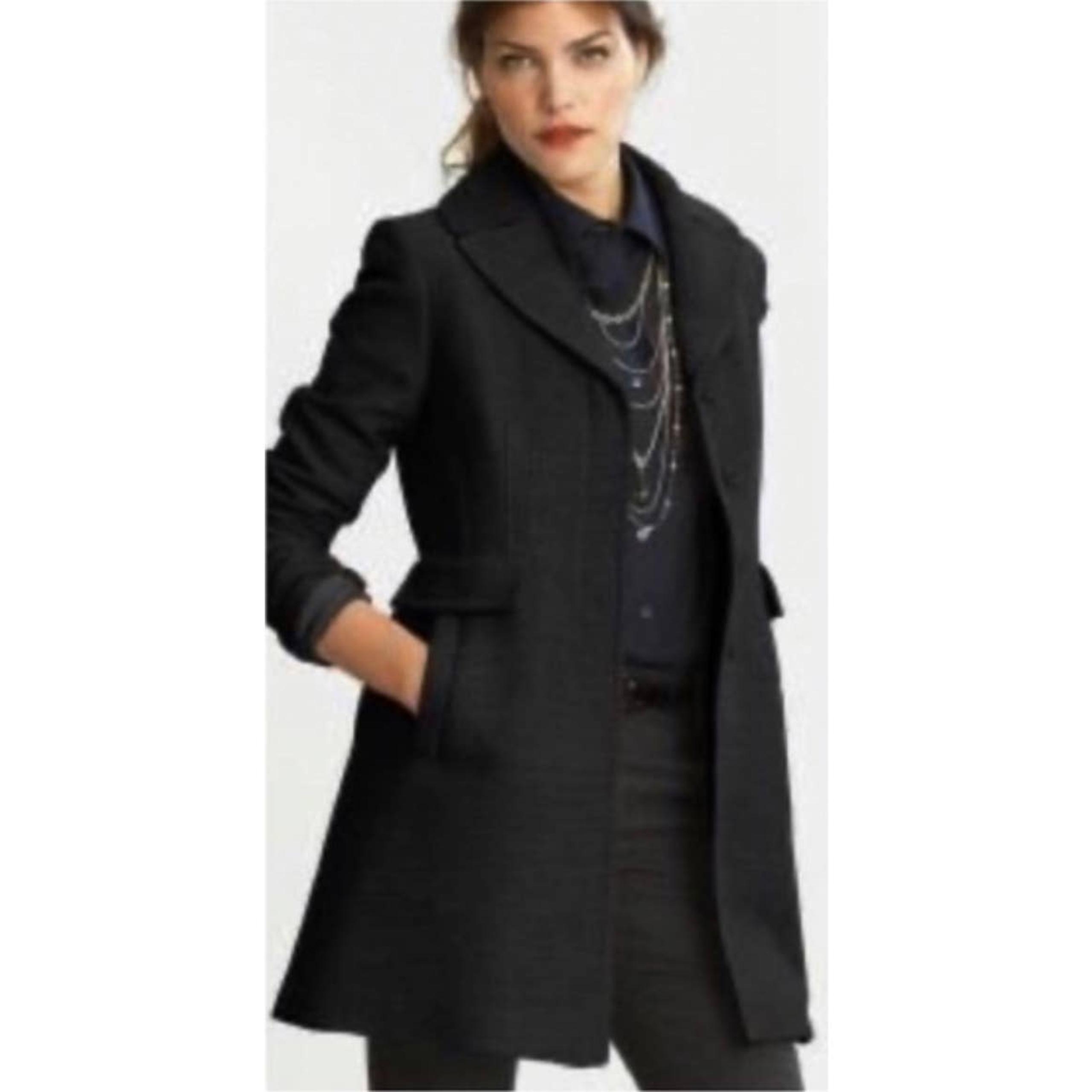 Banana Republic Wool Blend Textured Coat Peacoat Long Jacket Black