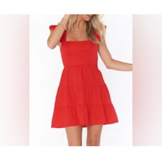 New Show Me Your MUMU Society Red Cutout Dress Size: Extra Small Cherry Poplin