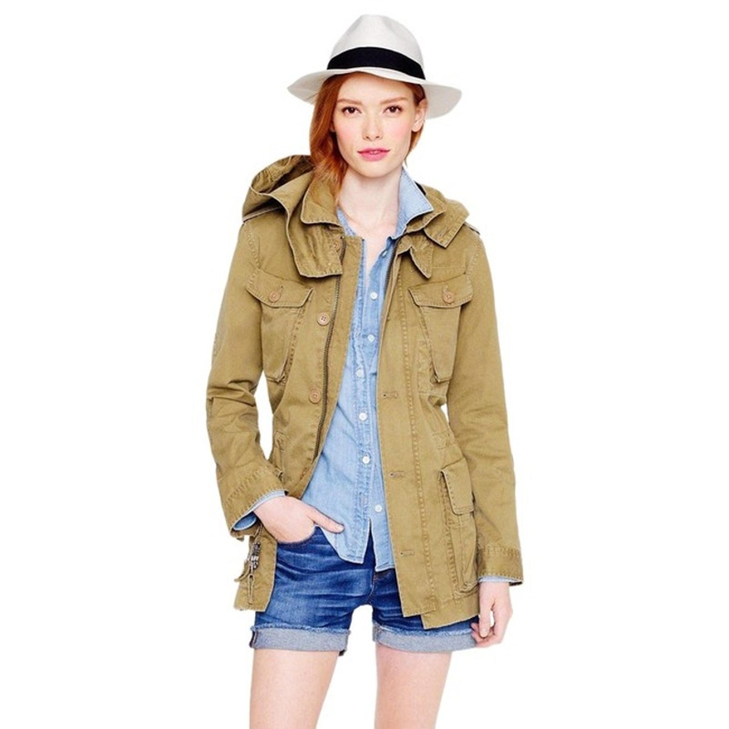 J. Crew Women's Boyfriend Fatigue Military Parka Jacket Size Small Utility Green