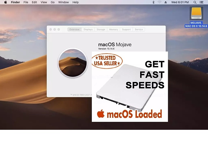 Mac OS Mojave 10.14.6 Preinstalled 512GB 2.5" SSD | For MacBook, iMac, Mac Pro