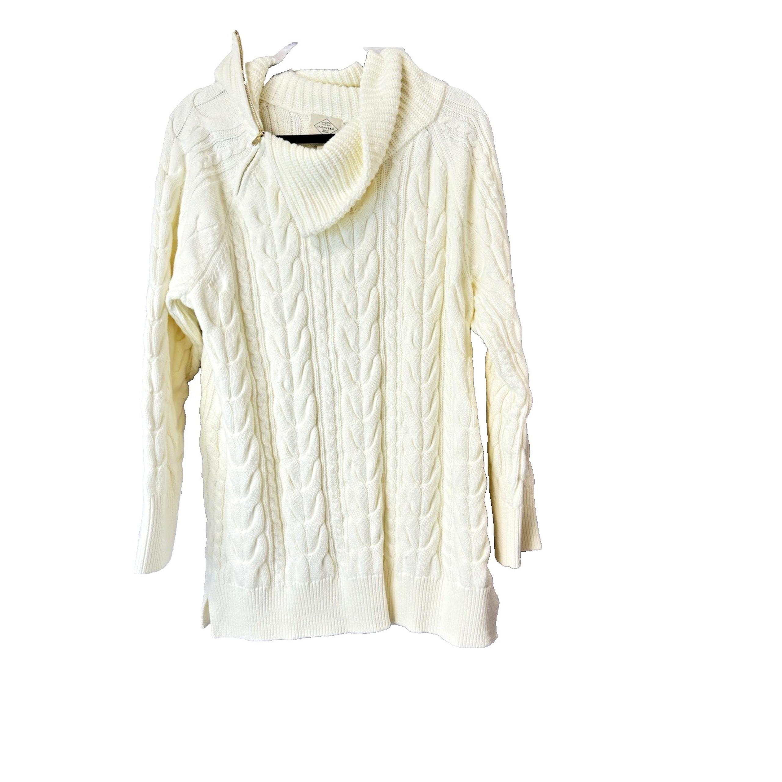 St Johns Bay Womens cable knit sweater Cowl Neck With Zipper. Heavy Soft New XL