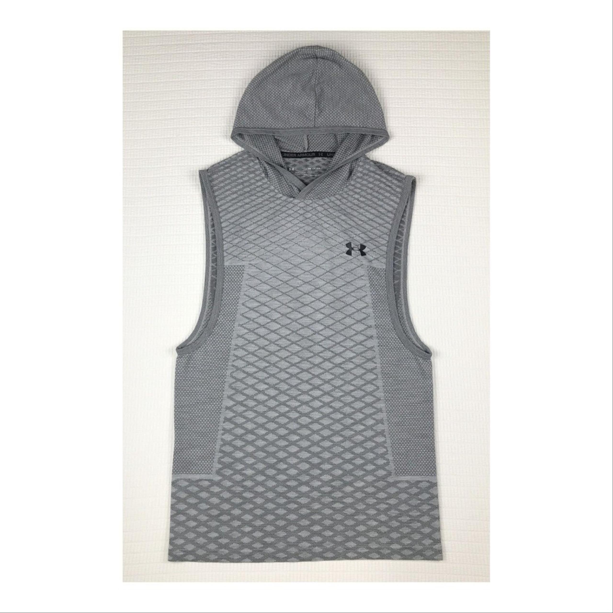 Under Armour Mens Heat Gear Vanish Tank Top Small Gray Hooded Sleeveless Mesh