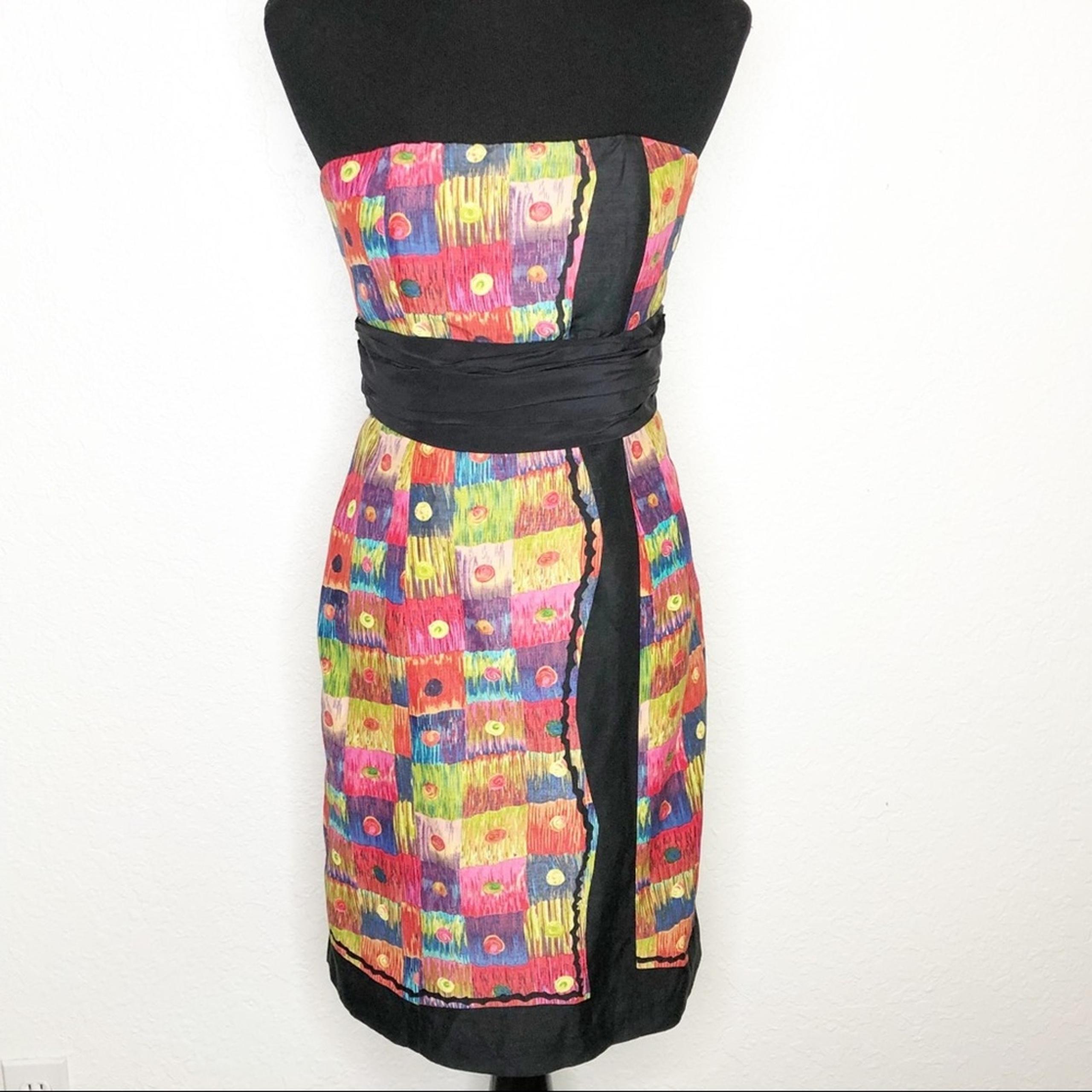 Plenty Frock by Tracy Reese multicolor silk linen strapless dress size 4