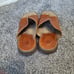 Vintage Dr Martens womens 7 brown leather chunky slide sandals y2k 90s