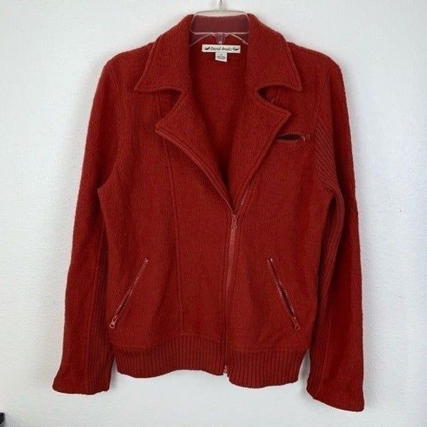 David Brooks Wool Jacket Rust Asym. Zip