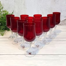 Colony Saturn Red Claret wine glass with clear twisted stem 11 pieces