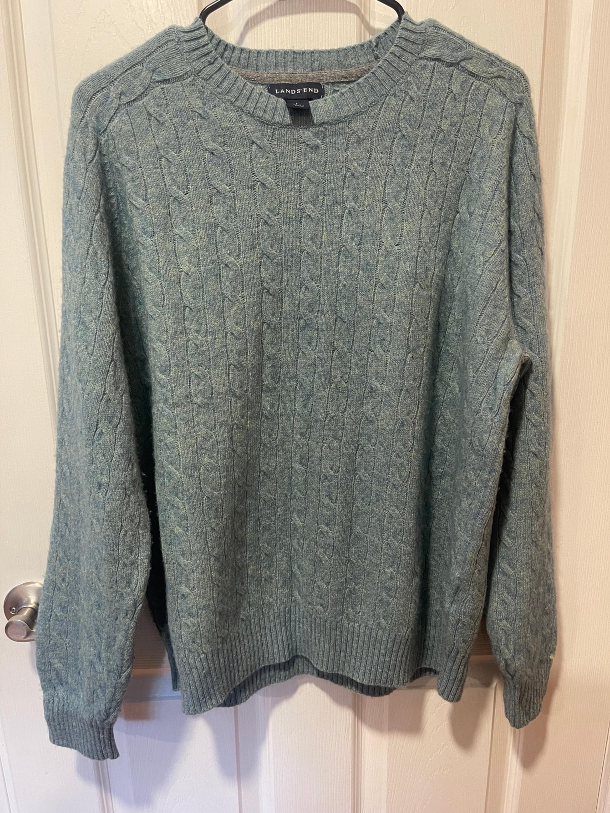 Land's End Teal / Blue Cable Sweater Men's L (or women's XL)