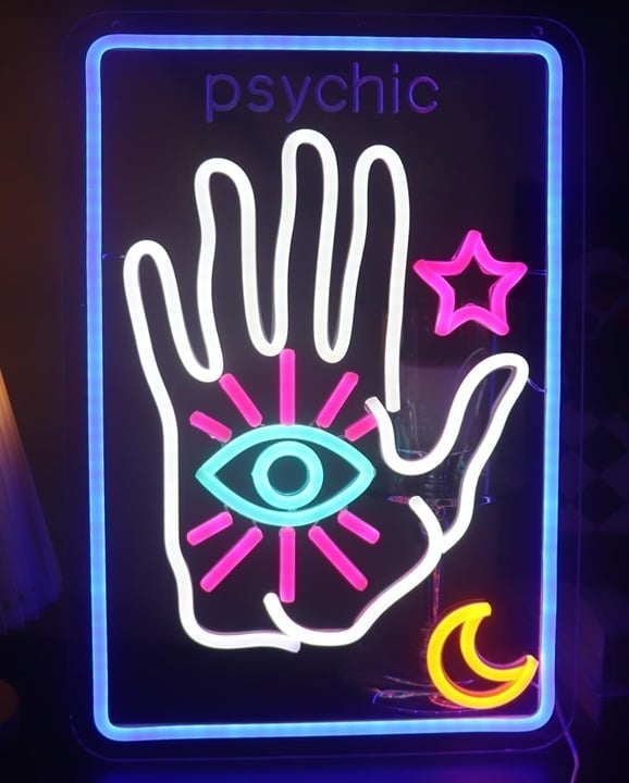 Vivid Bright Colorful Psychic Hand Eye Star Moon Tarot Card LED Light Room Wall