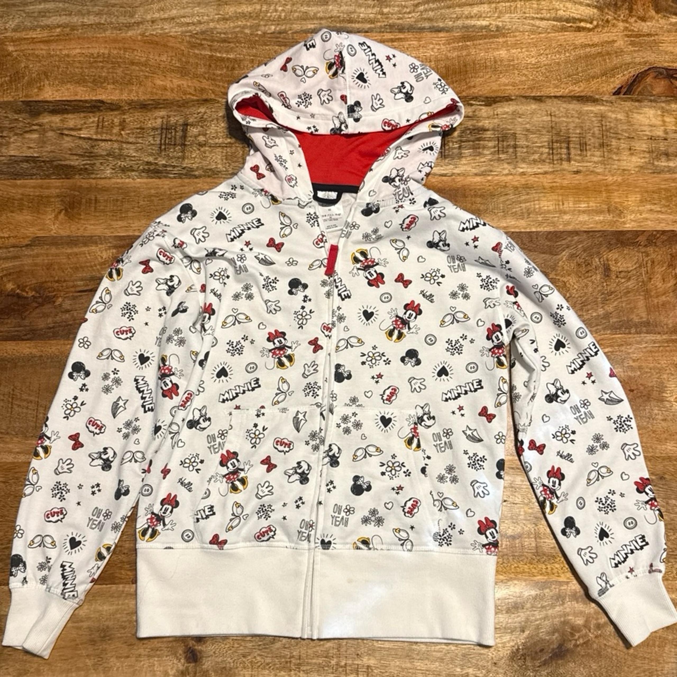 WOMENS JUNIORS SIZE XS DISNEY MINNIE MOUSE HOODED ZIPPER SWEATER HOODIE