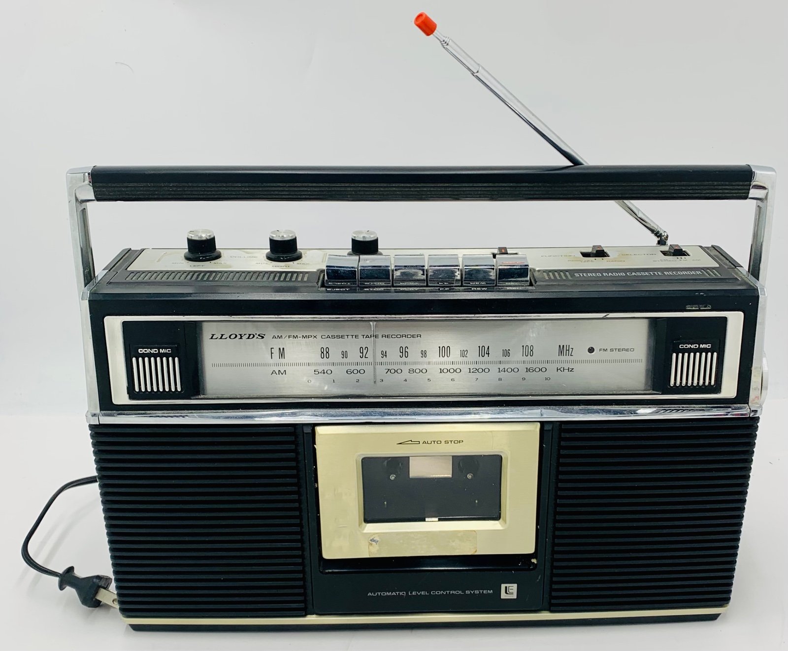 VINTAGE LLOYDS V162 FM STEREO MW LW CASSETTE TAPE RECORDER RADIO