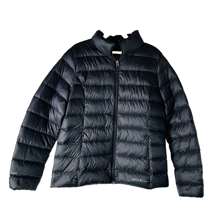 New Eddie Bauer Womens Large 650 Goose Down Fill Cirruslite Jacket Black Puffer