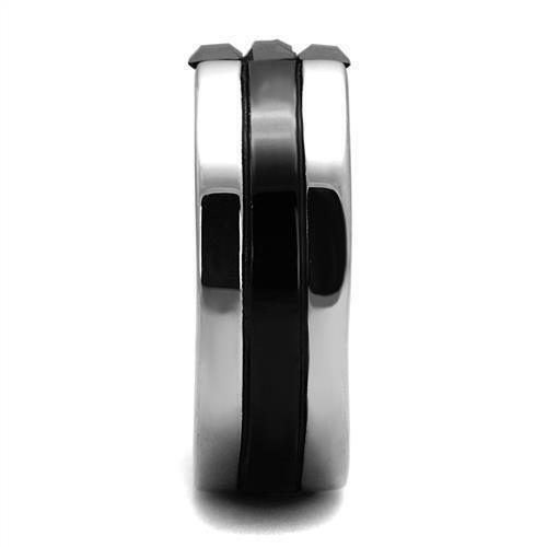 Anillo Color Plata Para Hombres y Ninos de Acero Inoxidable Cruz en Onyx