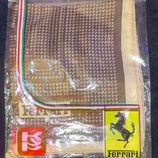 VINTAGE FERRARI SILK SCARF WITH ORIGINAL PACKAGING 1977