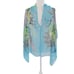 Chiffon Peacock Shawl Wrap Womens O/S Blue Boho Resort Wear Transitional Coastal