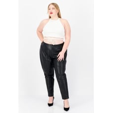 Anne Klein Womens Faux Leather Pants 3x Black High Rise Ankle NWT