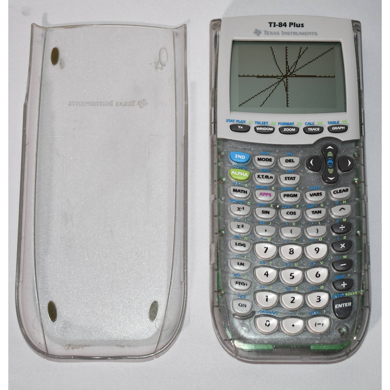 Clear Texas Instruments TI-84 Plus Series Graphing Calculator With Cover 1223!!!