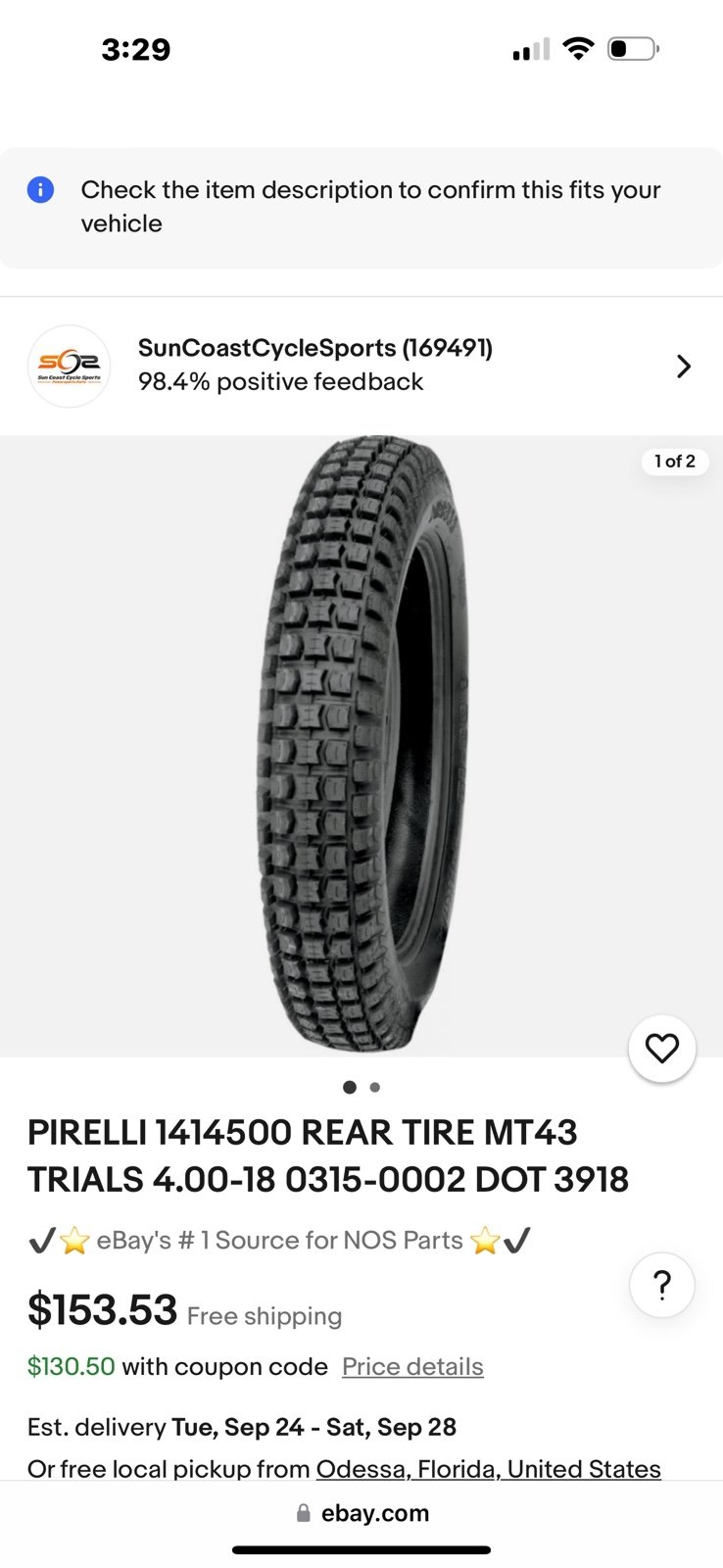 Pirelli MT43 trials 4.00-18 64p rear moto wheel tire