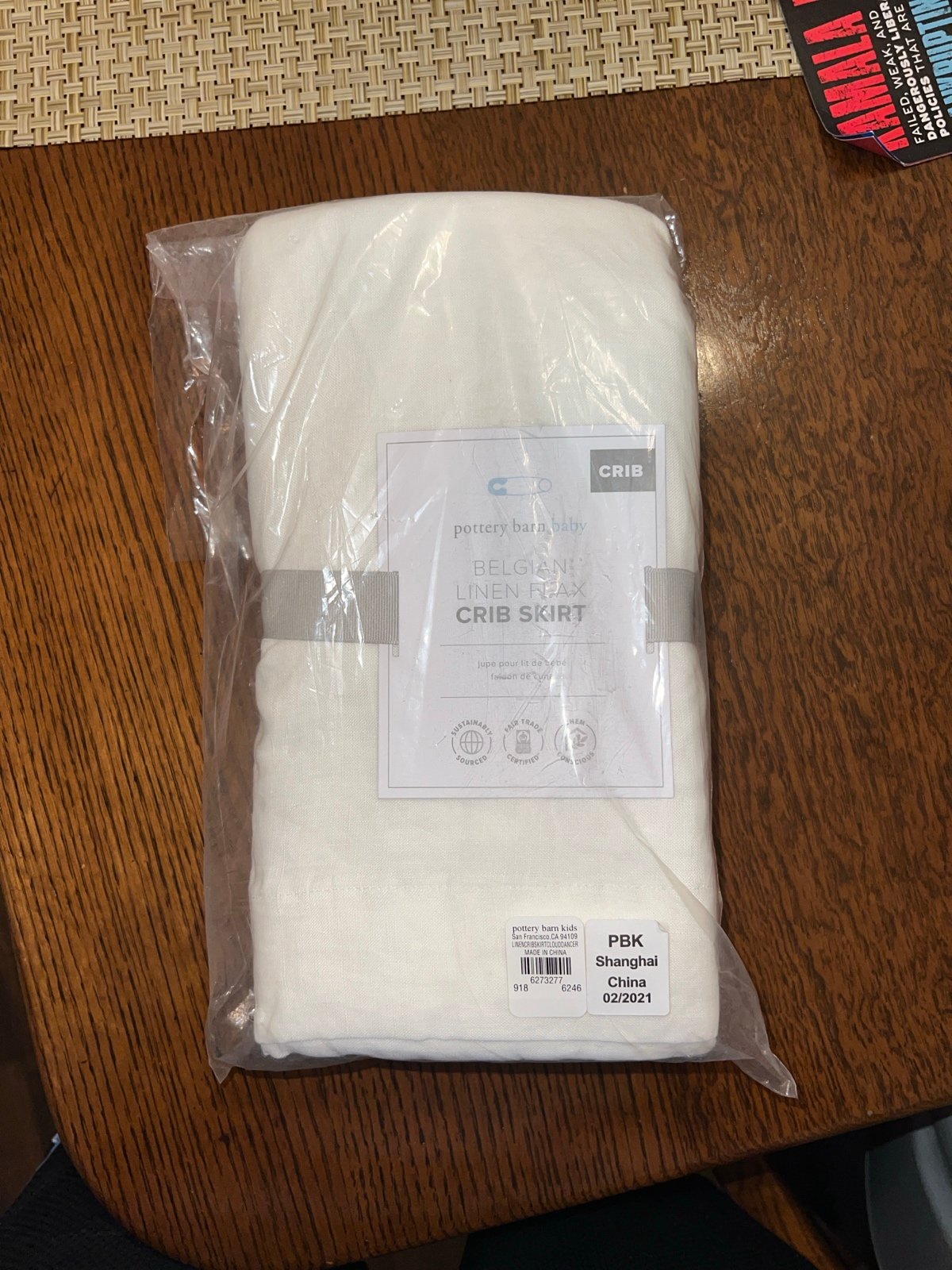Pottery Barn Kids Belgian Linen Flax Crib Skirt