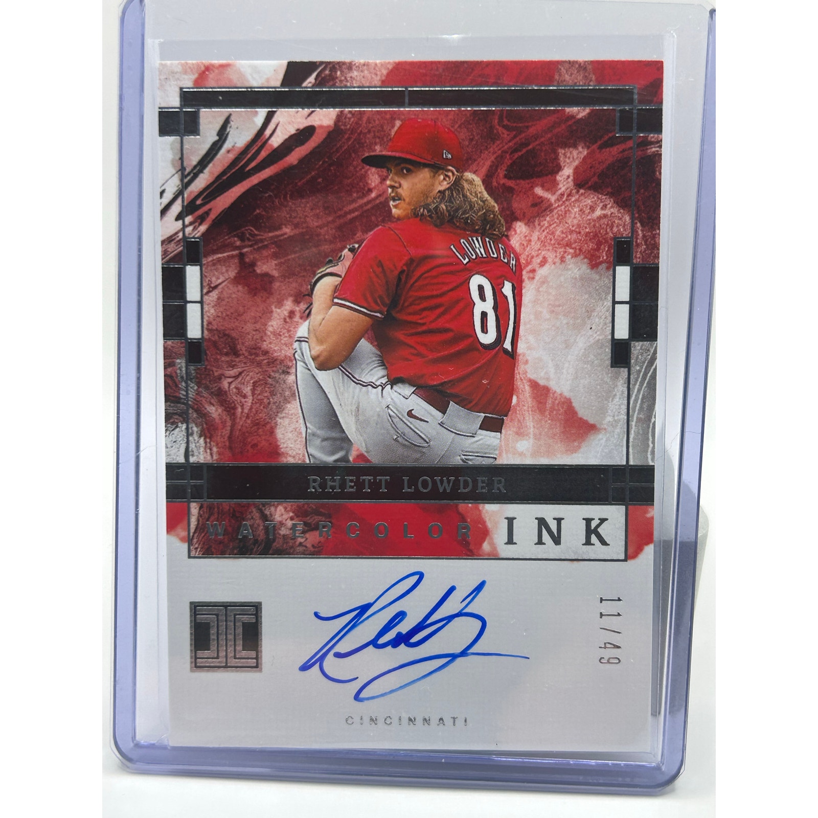 2024 Panini Impeccable Rhett Lowder Watercolor Ink Auto /49 SP Cincinnati Reds