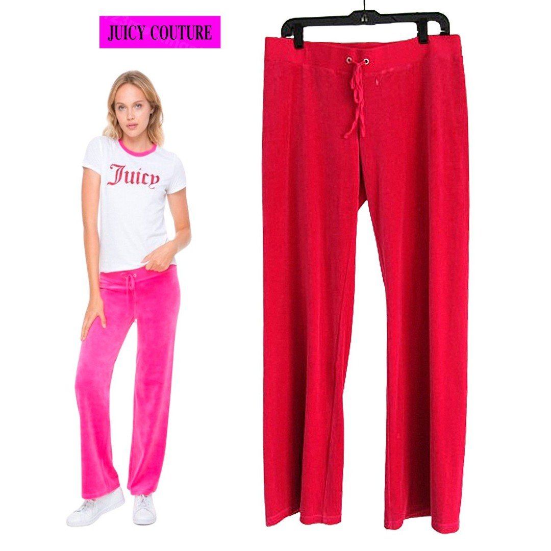 JUICY COUTURE NEW Y2K MAR VISTA SANGRIA Velour Drawstring Flare Jogger L