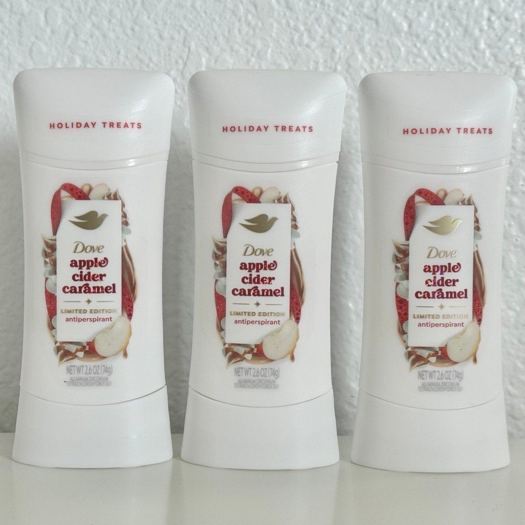 Set of 3 Dove Holiday Treats Apple Cider Caramel Antiperspirant Deodorants