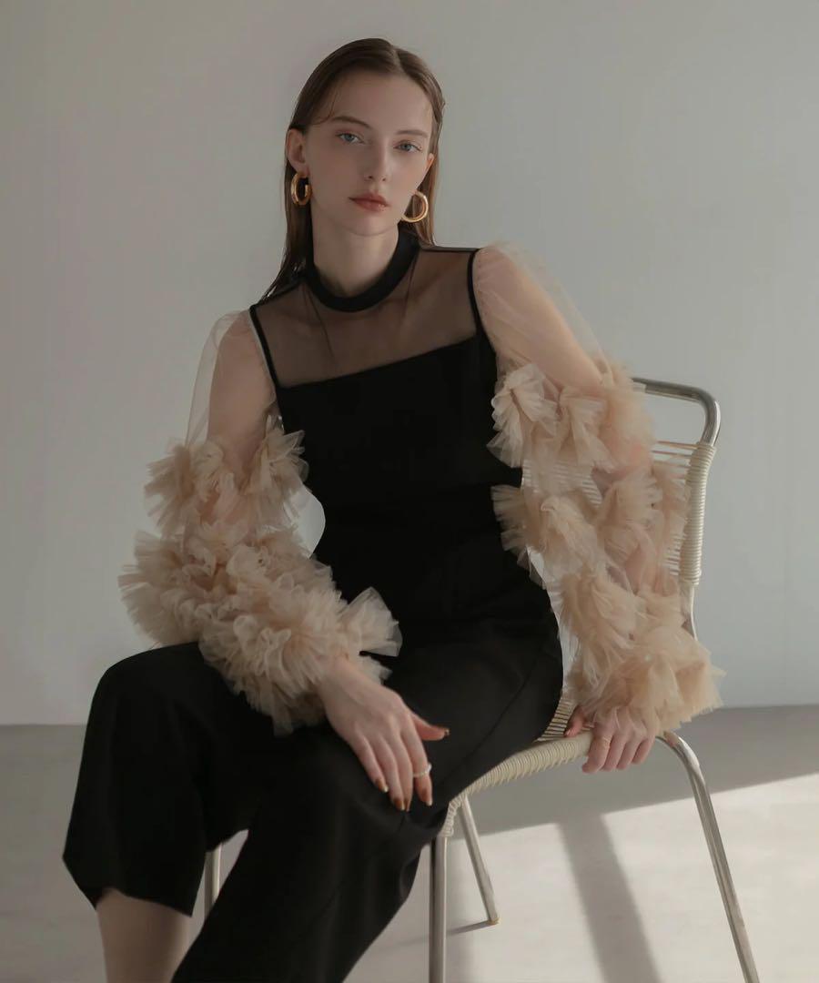 ♡LEJA Volume Tulle Sleeve All-in-One Pants Dress♡