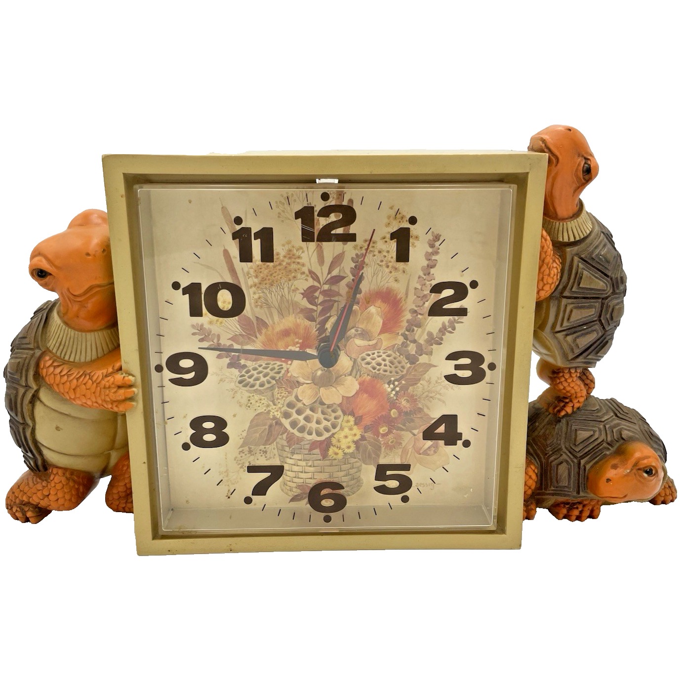 Vintage Retro 1970's Burwood Turtle Clock Wall Hanging or Surface Top Works